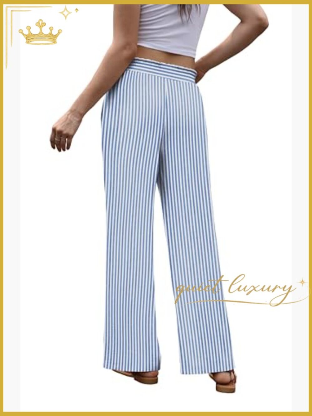 Wide Leg Palazzo Pants with Pockets High Waisted Flowy Trousers - Picture 5 of 7